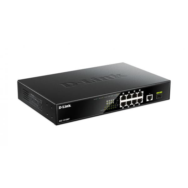 D-Link DGS-1010MP switch di rete Non gestito Gigabit Ethernet [10/100/1000] Supporto Power over Ethernet [PoE] 1U Nero (10-PORT GIGABIT POE - UNMANAGED SWITCH)D-linkDGS-1010MP