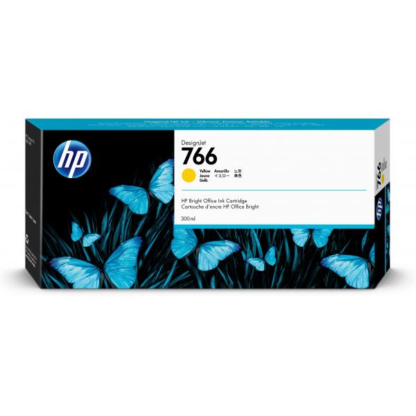 HP Cartuccia di inchiostro giallo DesignJet 766 da 300 ml (Yellow Ink Crtg 300ml, 766, - Original, Dye-based ink - Yellow, HP, DesignJet XL 3600, 1 pc[s] - Warranty: 12M)Hp0192018456969P2V91A