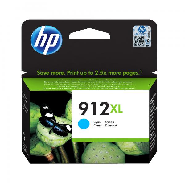 HP Cartuccia di inchiostro ciano originale 912XL ad alta capacità (HP 912XL - 8.5 ml - High Yield - cyan - original - ink cartridge - for Officejet 80XX, Officejet Pro 80XX)Hp3YL81AE#BGX