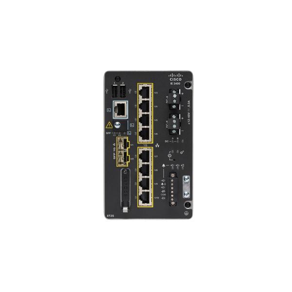 Cisco Catalyst IE3400 Gestito L2 Gigabit Ethernet [10/100/1000] Nero (Cisco Catalyst IE3400 Rugged Series - Network Essentials - switch - gestito - 8 x 10/100/1000 + 2 x Gigabit SFP - montabile su rail DIN - DC power)Cisco0889728223379IE-3400-8T2S-E
