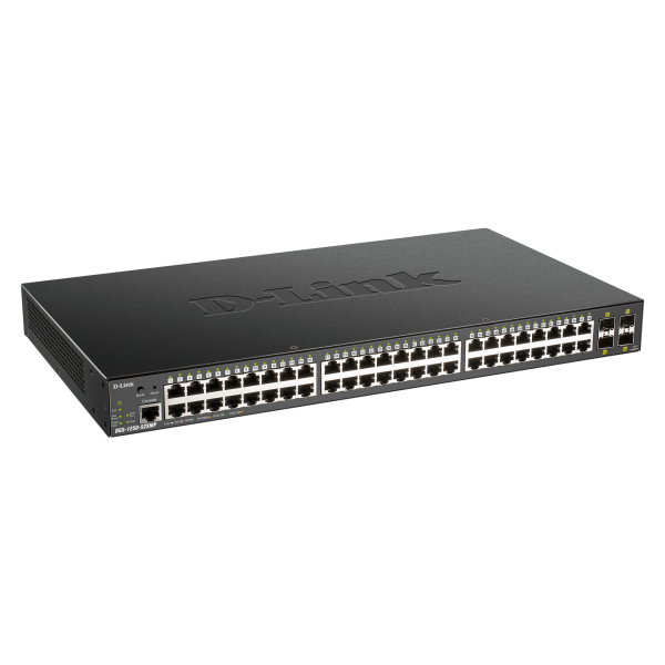 D-Link DGS-1250-52XMP switch di rete Gestito L3 Supporto Power over Ethernet [PoE] Nero (D-Link DGS 1250-52XMP - Switch - L3 Lite - smart - 48 x 10/100/1000 [PoE] + 4 x 10 Gigabit SFP+ - rack-mountable - PoE [370 W])D-linkDGS-1250-52XMP