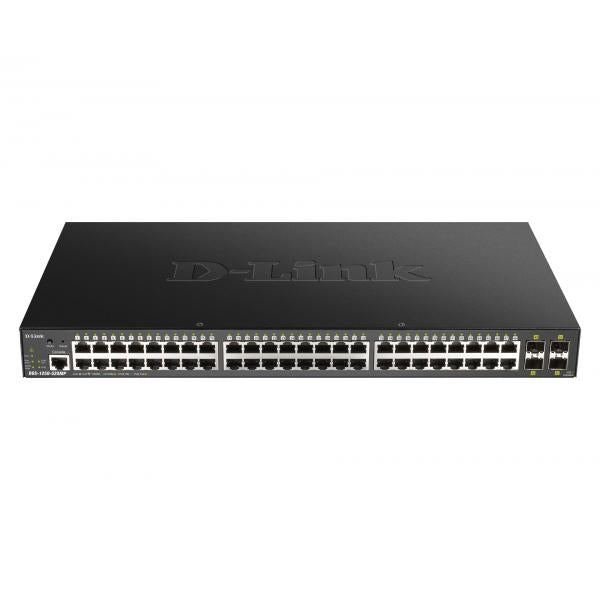 D-Link DGS-1250-52XMP switch di rete Gestito L3 Supporto Power over Ethernet [PoE] Nero (D-Link DGS 1250-52XMP - Switch - L3 Lite - smart - 48 x 10/100/1000 [PoE] + 4 x 10 Gigabit SFP+ - rack-mountable - PoE [370 W])D-linkDGS-1250-52XMP