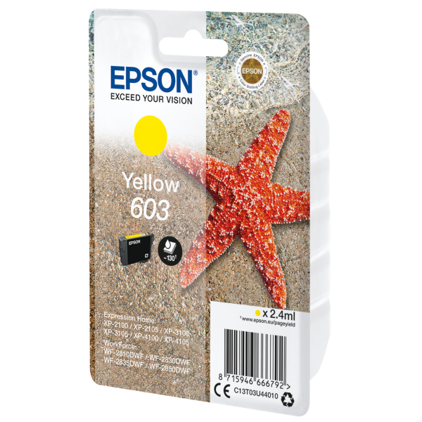 Epson Singlepack Yellow 603 Ink (Epson 603 - gul - original - bl?kpatro)Epson8715946666792C13T03U44010