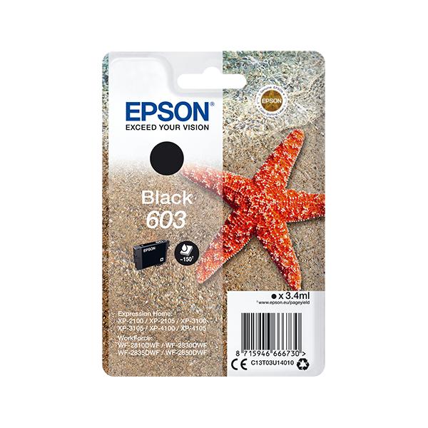 Epson Singlepack Black 603 Ink (EPSON STARFISH 603 BLACK INK SINGLEPACK INK)EpsonC13T03U14010