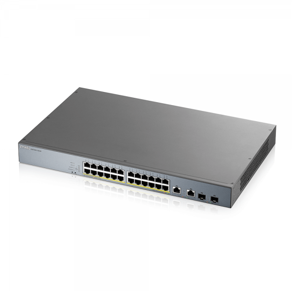 Zyxel GS1350-26HP-EU0101F switch di rete Gestito L2 Gigabit Ethernet [10/100/1000] Supporto Power over Ethernet [PoE] Grigio (Zyxel GS1350-26HP - Switch - intelligente - 24 x 10/100/1000 [PoE+] + 2 x SFP Gigabit combo [uplink] - desktop, montabile su...