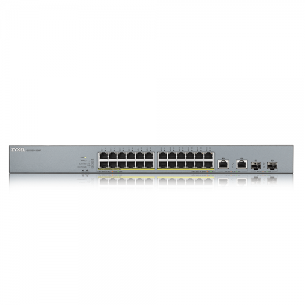 Zyxel GS1350-26HP-EU0101F switch di rete Gestito L2 Gigabit Ethernet [10/100/1000] Supporto Power over Ethernet [PoE] Grigio (Zyxel GS1350-26HP - Switch - intelligente - 24 x 10/100/1000 [PoE+] + 2 x SFP Gigabit combo [uplink] - desktop, montabile su...