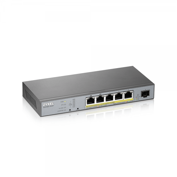 Zyxel GS1350-6HP-EU0101F switch di rete Gestito L2 Gigabit Ethernet [10/100/1000] Supporto Power over Ethernet [PoE] Grigio (Zyxel GS1350-6HP - Switch - intelligente - 5 x 10/100/1000 [PoE+] + 1 x Gigabit SFP [uplink] - desktop - PoE+ [60 W])ZyxelGS1...