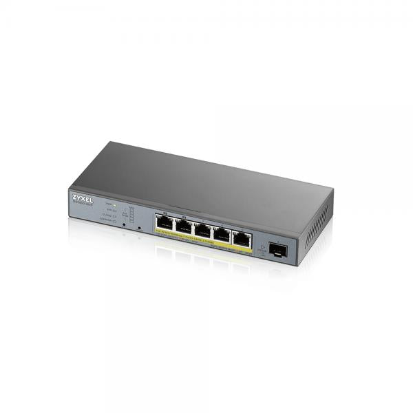 Zyxel GS1350-6HP-EU0101F switch di rete Gestito L2 Gigabit Ethernet [10/100/1000] Supporto Power over Ethernet [PoE] Grigio (Zyxel GS1350-6HP - Switch - intelligente - 5 x 10/100/1000 [PoE+] + 1 x Gigabit SFP [uplink] - desktop - PoE+ [60 W])ZyxelGS1...