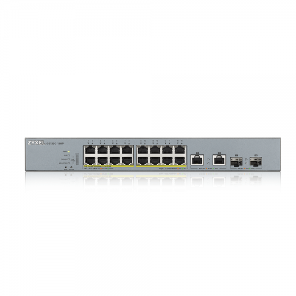 Zyxel GS1350-18HP-EU0101F switch di rete Gestito L2 Gigabit Ethernet [10/100/1000] Supporto Power over Ethernet [PoE] Grigio (Zyxel GS1350-18HP - Switch - intelligente - 16 x 10/100/1000 [PoE+] + 2 x combinazione Gigabit Ethernet/Gigabit SFP - deskto...