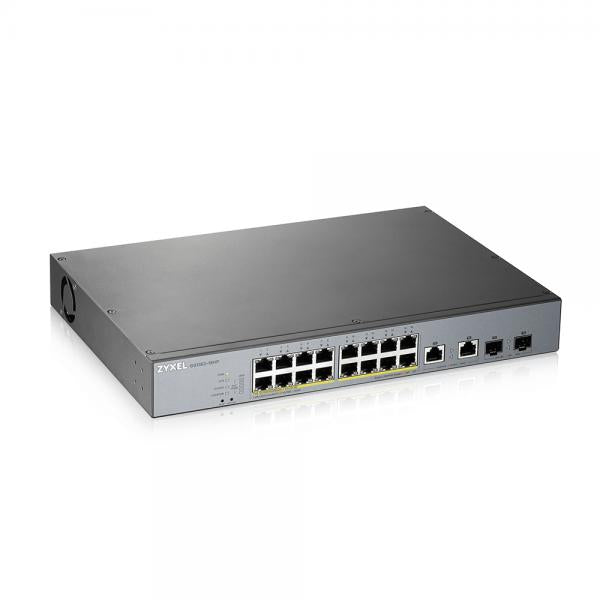 Zyxel GS1350-18HP-EU0101F switch di rete Gestito L2 Gigabit Ethernet [10/100/1000] Supporto Power over Ethernet [PoE] Grigio (Zyxel GS1350-18HP - Switch - intelligente - 16 x 10/100/1000 [PoE+] + 2 x combinazione Gigabit Ethernet/Gigabit SFP - deskto...