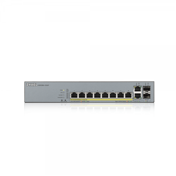 Zyxel GS1350-12HP-EU0101F switch di rete Gestito L2 Gigabit Ethernet [10/100/1000] Supporto Power over Ethernet [PoE] Grigio (Zyxel GS1350-12HP - Switch - intelligente - 8 x 10/100/1000 [PoE+] + 2 x 10/100/1000 [uplink] + 2 x Gigabit SFP [uplink] - d...