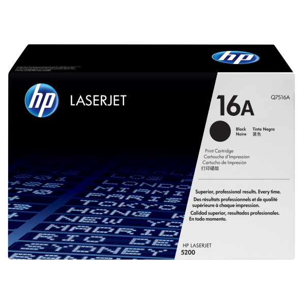 HP Cartuccia Toner originale nero LaserJet 16A (HP LJ 5200 BLACK TONER 12K)HpQ7516A