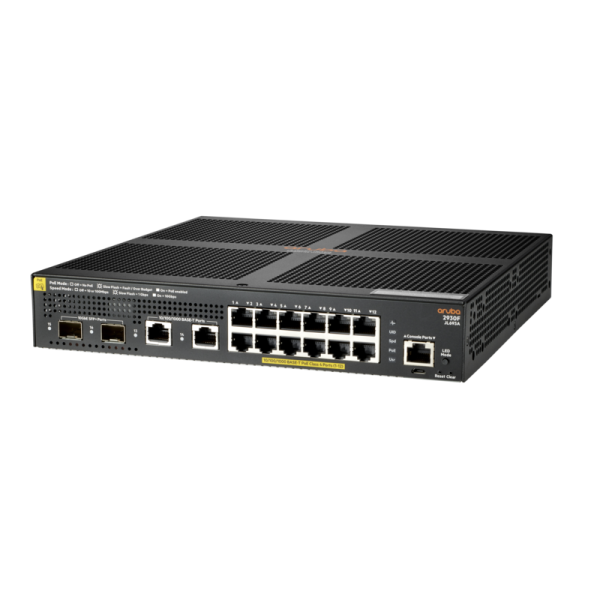 HPE Aruba 2930F 12G PoE+ 2G/2SFP+ Gestito L3 Gigabit Ethernet [10/100/1000] Supporto Power over Ethernet [PoE] 1U Nero (HPE Aruba Switch 2930F 12G PoE+ 2G/2SFP+ 12xGBit/2xSFP+ JL693A)HpeJL693A