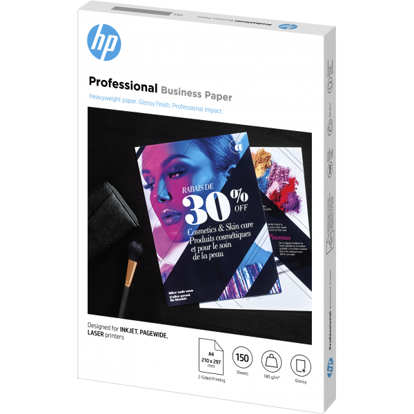 HP Carta lucida Professional Business, 180 g/m2, A4 [210 x 297 mm], 150 fogli (HP PROF BIZ GLS 180G A4 - 150SH FSC PAPER)Hp3VK91A