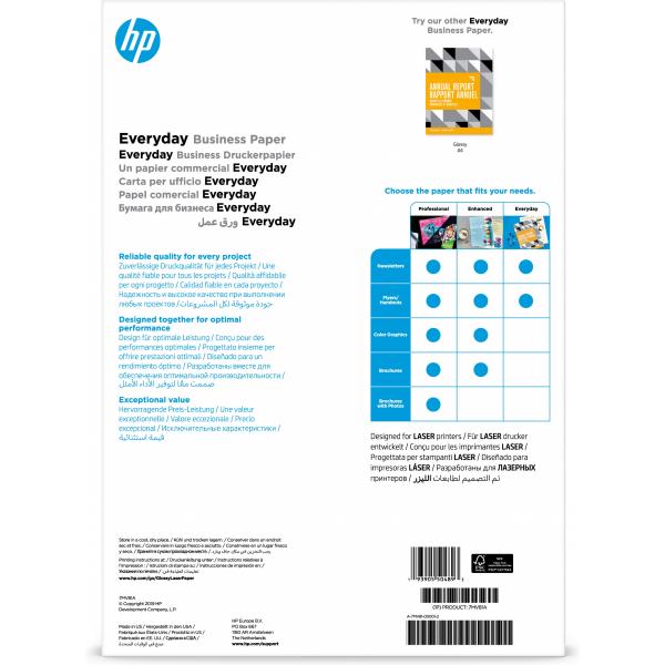 HP Carta lucida Everyday Business, 120 g/m2, A3 [297 x 420 mm], 150 fogli (HP E-DAY GLS LJ A3 120G 150SH FSC PA)Hp01939055048937MV81A