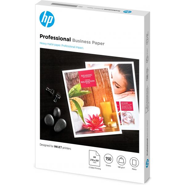 HP Carta opaca Professional Business, 180 g/m2, A4 [210 x 297 mm], 150 fogli (HP PROF MATTE IJ A4 180G 150SH - FSC PAPER)Hp01939055048797MV79A