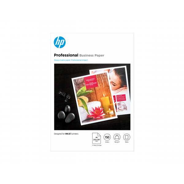 HP Carta opaca Professional Business, 180 g/m2 A4 [210 x 297 mm], 150 fogli (HP PROF MATTE IJ A4 180G 150SH - FSC PAPER)Hp01939055048797MV79A