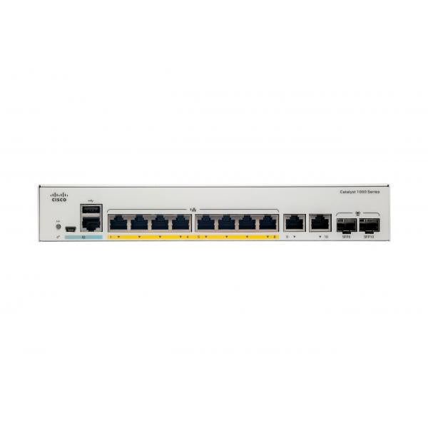 Cisco Catalyst C1000-8FP-2G-L switch di rete Gestito L2 Gigabit Ethernet [10/100/1000] Supporto Power over Ethernet [PoE] Grigio (Cisco Catalyst 1000-8FP-2G-L - Switch - gestito - 8 x 10/100/1000 [PoE+] + 2 x SFP Gigabit combo [uplink] - montabile su...