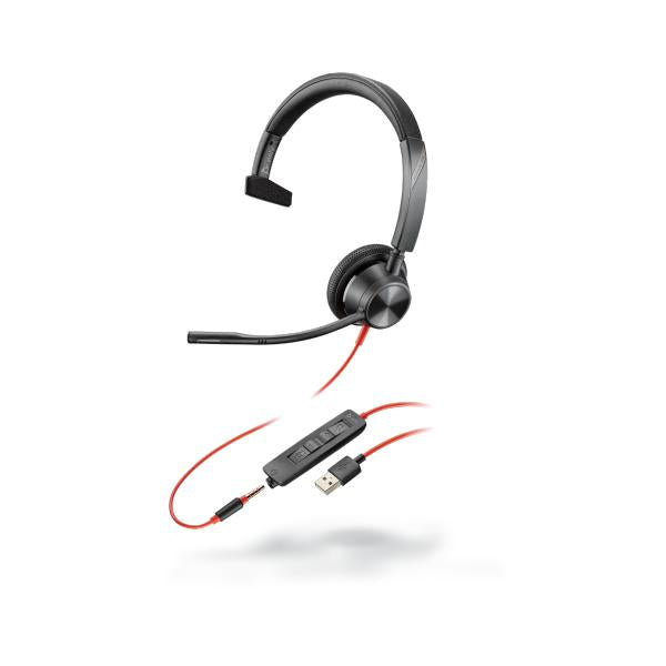 Poly 3315 Auricolare Cablato A Padiglione Musica e Chiamate USB tipo A Nero (Blackwire 3315 with USB And - Jack 3mm re 3315, Headset, - Head-band, Calls & Music, Black, Monaural, PTT,Play/pause,Track ,Track - Warranty: 12M)Hp Poly0017229167711213936-01