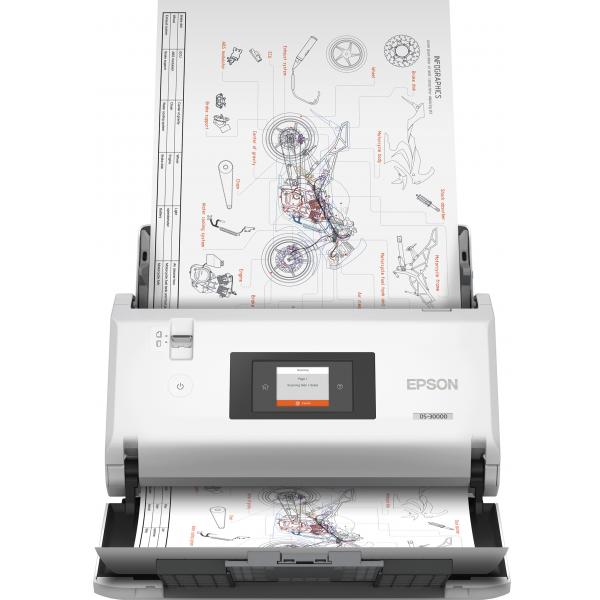 Epson WorkForce DS-30000 Scanner a foglio 600 x 600 DPI A3 Nero, Bianco (Epson WorkForce DS-30000 - Document scanner - Contact Image Sensor [CIS] - Duplex - A3 - 600 dpi x 600 dpi - up to 70 ppm [mono] / up to 70 ppm [colour] - ADF [120 sheets] - up ...