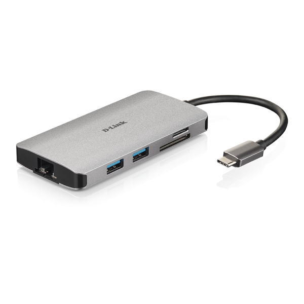 D-Link DUB-M810 replicatore di porte e docking station per laptop Cablato USB 3.2 Gen 1 [3.1 Gen 1] Type-C Alluminio (8-IN-1 USB-C HUB WITH HDMI - ETHERNET/CARD READER/POWER DELIV)D-link0790069450471DUB-M810