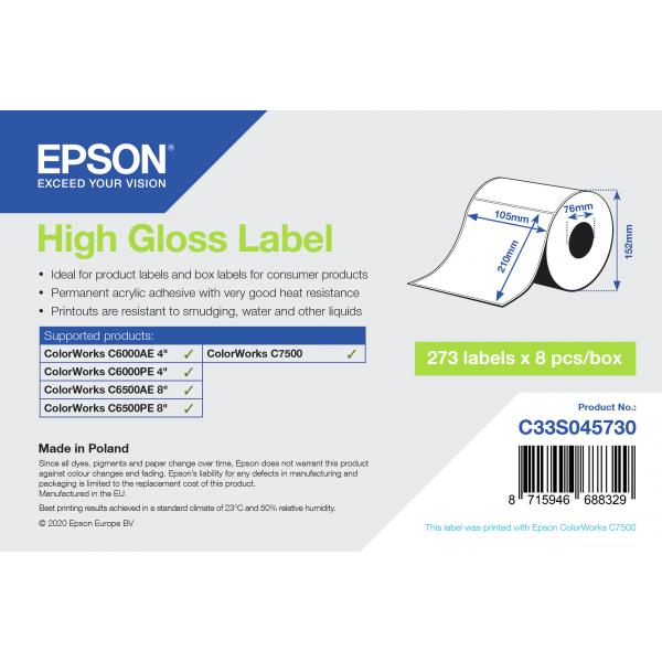 Epson High Gloss Label - Die-Cut: 105mm x 210mm, 273 labels (Epson - pressestempel sk?reetikette -)Epson8715946688329C33S045730