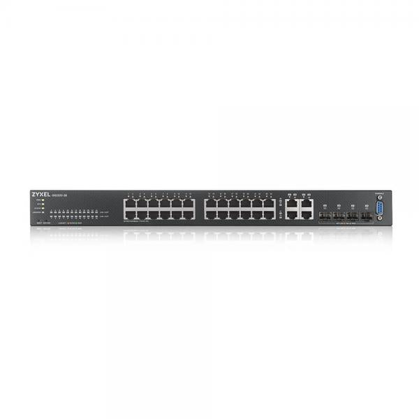 Zyxel GS2220-28-EU0101F switch di rete Gestito L2 Gigabit Ethernet [10/100/1000] Nero (GS2220-28,GS2220-28/ 24 Port + 4x SFP/Rj45 Gigabit L2 managed Switch, inkl. 1 Jahr Nebula Pro Lizenz/)ZyxelGS2220-28-EU0101F