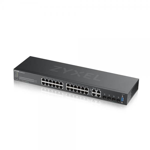 Zyxel GS2220-28-EU0101F switch di rete Gestito L2 Gigabit Ethernet [10/100/1000] Nero (GS2220-28,GS2220-28/ 24 Port + 4x SFP/Rj45 Gigabit L2 managed Switch, inkl. 1 Jahr Nebula Pro Lizenz/)ZyxelGS2220-28-EU0101F