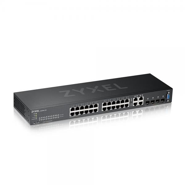 Zyxel GS2220-28-EU0101F switch di rete Gestito L2 Gigabit Ethernet [10/100/1000] Nero (GS2220-28,GS2220-28/ 24 Port + 4x SFP/Rj45 Gigabit L2 managed Switch, inkl. 1 Jahr Nebula Pro Lizenz/)ZyxelGS2220-28-EU0101F
