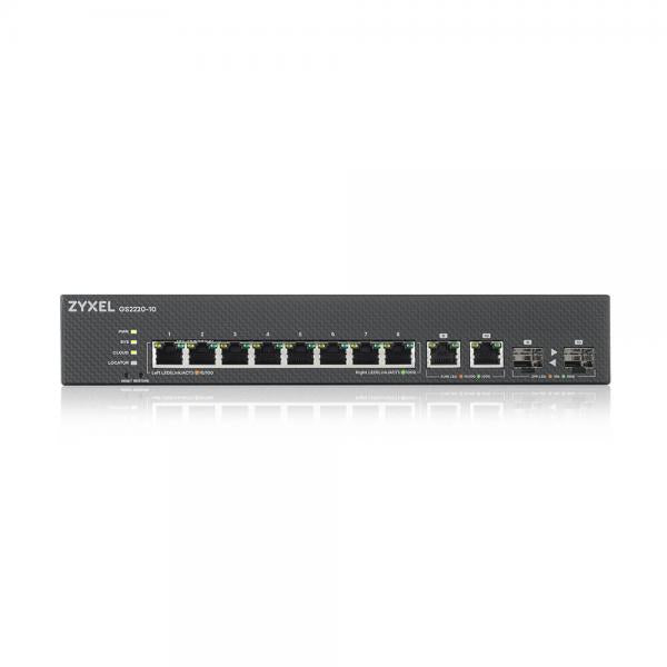 Zyxel GS2220-10-EU0101F switch di rete Gestito L2 Gigabit Ethernet [10/100/1000] Nero (Zyxel GS2220-10 - Switch - gestito - 8 x 10/100/1000 + 2 x combo Gigabit SFP - montabile su rack, montaggio a parete)Zyxel4718937607365GS2220-10-EU0101F