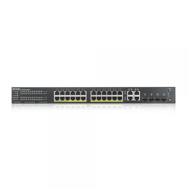 Zyxel GS2220-28HP-EU0101F switch di rete Gestito L2 Gigabit Ethernet [10/100/1000] Supporto Power over Ethernet [PoE] Nero (Zyxel GS2220-28HP - Switch - gestito - 24 x 10/100/1000 [PoE+] + 4 x combo Gigabit SFP - montabile su rack - PoE+ [375 W])Zyxe...