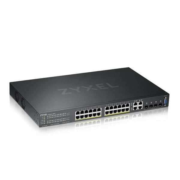 Zyxel GS2220-28HP-EU0101F switch di rete Gestito L2 Gigabit Ethernet [10/100/1000] Supporto Power over Ethernet [PoE] Nero (Zyxel GS2220-28HP - Switch - gestito - 24 x 10/100/1000 [PoE+] + 4 x combo Gigabit SFP - montabile su rack - PoE+ [375 W])Zyxe...