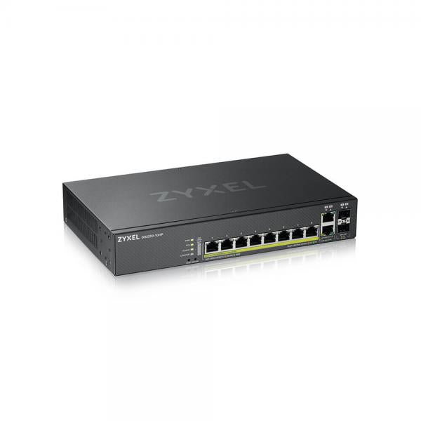 Zyxel GS2220-10HP-EU0101F switch di rete Gestito L2 Gigabit Ethernet [10/100/1000] Supporto Power over Ethernet [PoE] Nero (Zyxel GS2220-10HP - Switch - gestito - 8 x 10/100/1000 [PoE+] + 2 x combo Gigabit SFP - montabile su rack, montaggio a parete ...