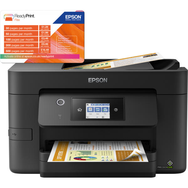 Epson WorkForce Pro WF-3825DWF, stampante multifunzione A4 getto d'inchiostro [stampa, scansione, copia], Display LCD 6.8cm, WiFi Direct, 3 mesi inchiostro incluso con ReadyPrint (Epson WorkForce Pro WF-3825DWF - multi)Epson8715946679792C11CJ07404