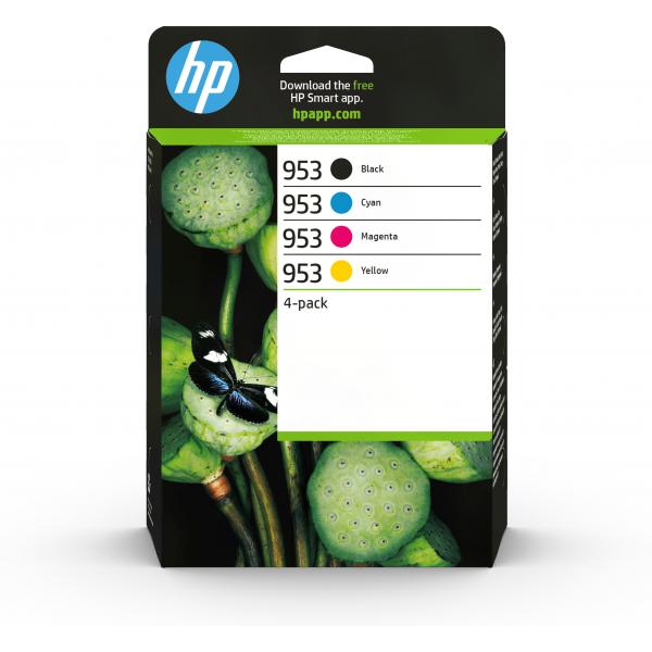 HP Confezione da 4 cartucce di inchiostro nero, ciano, magenta, giallo originali 953 (OEM HP 953 4 Colour CMYK Original Ink Cartridge Multipack 6ZC69AE)Hp6ZC69AE