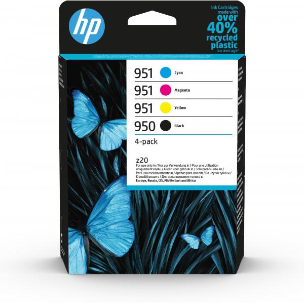 HP Confezione da 4 cartucce di inchiostro originali 950/951, nero, ciano, magenta, giallo (HP 6ZC65AE [951] Ink Cartridge Multi Pack Bk C M Y 24ml 3x8ml Pack = 4)Hp6ZC65AE
