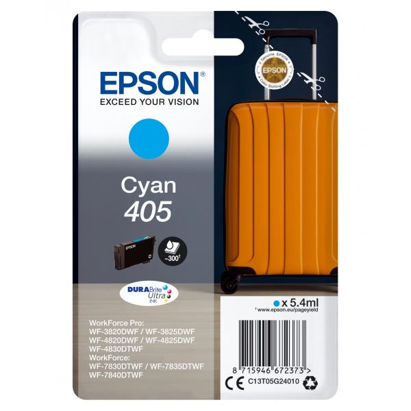 Epson Singlepack Cyan 405 DURABrite Ultra Ink (EPSON 405 DURABRITE CYAN INK INKJET SUITCASE)EpsonC13T05G24010