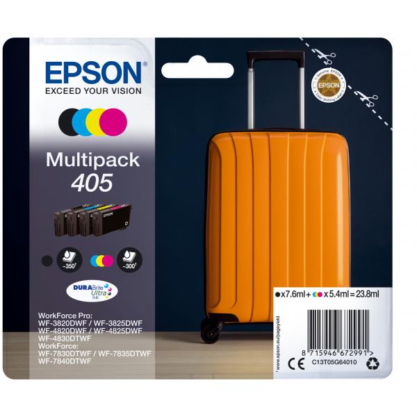 Epson Multipack 4-colours 405 DURABrite Ultra Ink (Epson 405 Multipack [Original] - Black, Cyan, Magenta, Yellow DURABrite Ultra Ink Cartridges for Workforce WF-7310, 7830, 7835, 7840, Pro WF-3820, 3825, 4820, 4825, 4830 - 4-Pack)Epson8715946672991C1...