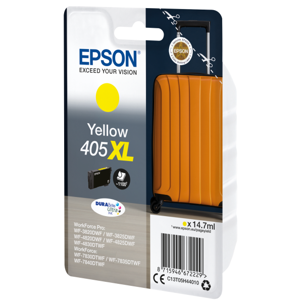Epson Singlepack Yellow 405XL DURABrite Ultra Ink (SINGLEPACK YELLOW 405XL - DURABRITE ULTRA INK)Epson8715946672229C13T05H44010