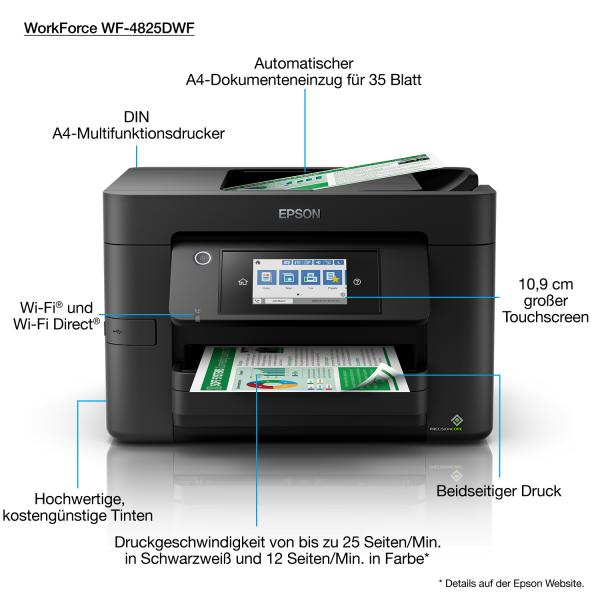 Epson WorkForce Pro WF-4825DWF (Epson WorkForce Pro WF-4825DWF Multifunktionsdrucker - Farbe - Tintenstrahl - A4)Epson8715946679754C11CJ06404