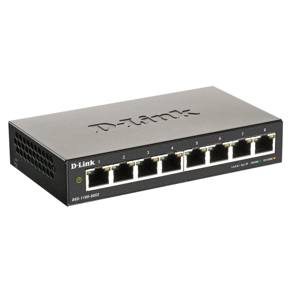 D-Link DGS-1100-08V2 Gestito L2 Gigabit Ethernet [10/100/1000] Nero (D-Link DGS 1100-08V2 - Switch - intelligente - 8 x 10/100/1000 - desktop - AC 100/240 V)D-linkDGS-1100-08V2