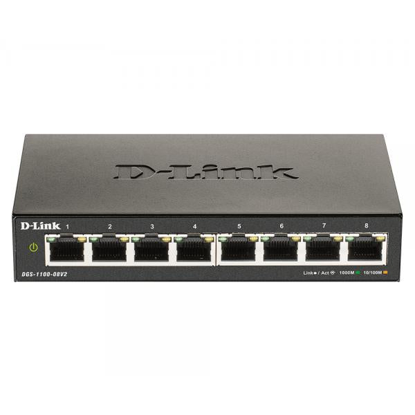 D-Link DGS-1100-08V2 switch di rete Gestito L2 Gigabit Ethernet [10/100/1000] Nero (8-PORT GIGABIT SMART MANAGED - SWITCH)D-link0790069453304DGS-1100-08v2/B