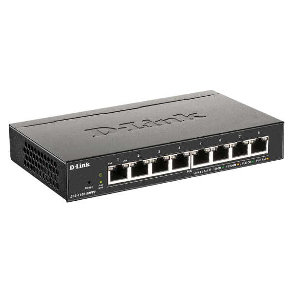 D-Link DGS-1100-08PV2/B Gestito L2/L3 Gigabit Ethernet [10/100/1000] Supporto Power over Ethernet [PoE] Nero (8-PORT POE GIGABIT SMART - MANAGED SWITCH)D-linkDGS-1100-08PV2/B