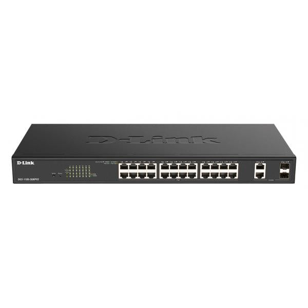 D-Link DGS-1100-26MPV2/B Gestito L2 Gigabit Ethernet [10/100/1000] Supporto Power over Ethernet [PoE] Nero (D-Link DGS 1100-26MPV2 - Switch - smart - 24 x 10/100/1000 [PoE+] + 2 x combo Gigabit SFP - rack-mountable - PoE+ [370 W])D-linkDGS-1100-26MPV2