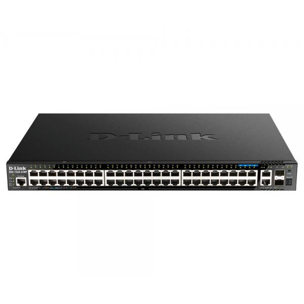 D-Link DGS-1520-52MP switch di rete Gestito L3 Gigabit Ethernet [10/100/1000] Supporto Power over Ethernet [PoE] 1U Nero (44 PORTS GE POE + 4 PORTS,44 ports GE PoE + 4 ports 2.5 GE PoE + 2 10 GE ports + 2 SFP+ Smart Managed Switch)D-linkDGS-1520-52MP
