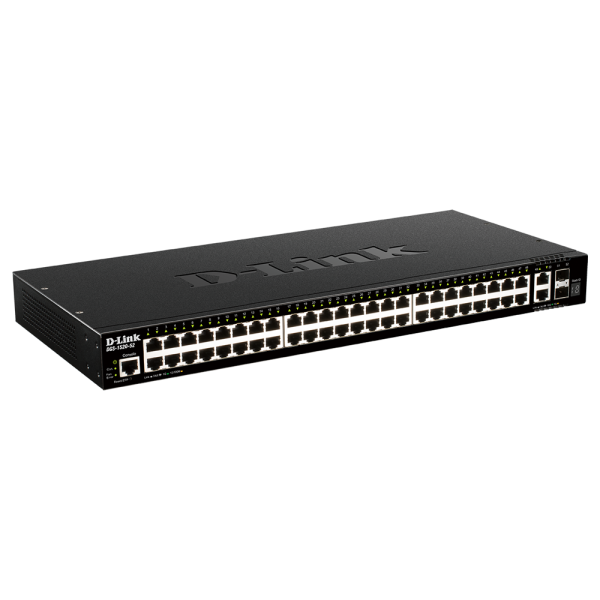 D-Link DGS-1520-52 switch di rete Gestito L3 10G Ethernet [100/1000/10000] 1U Nero (D-Link DGS 1520-52 - Switch - L3 - smart - 48 x 10/100/1000 + 2 x 10 Gigabit Ethernet + 2 x 10 Gigabit SFP+ - rack-mountable)D-linkDGS-1520-52