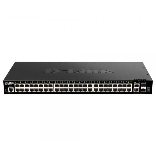 D-Link DGS-1520-52 switch di rete Gestito L3 10G Ethernet [100/1000/10000] 1U Nero (D-Link DGS 1520-52 - Switch - L3 - smart - 48 x 10/100/1000 + 2 x 10 Gigabit Ethernet + 2 x 10 Gigabit SFP+ - rack-mountable)D-linkDGS-1520-52