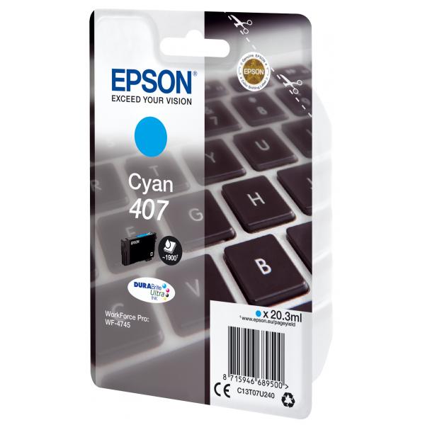 Epson Inchiostro ciano singolo DURABrite Ultra Tastiera 407L (OEM Epson 407 Cyan Ink Cartridge C13T07U240)Epson8715946689500C13T07U240