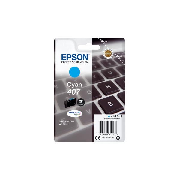 Epson Inchiostro ciano singolo DURABrite Ultra Tastiera 407L (OEM Epson 407 Cyan Ink Cartridge C13T07U240)Epson8715946689500C13T07U240