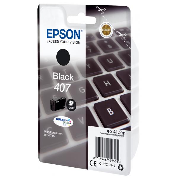 Epson Inchiostro nero singolo DURABrite Ultra Tastiera 407L (OEM Epson 407 Black Ink Cartridge C13T07U140)Epson8715946689562C13T07U140